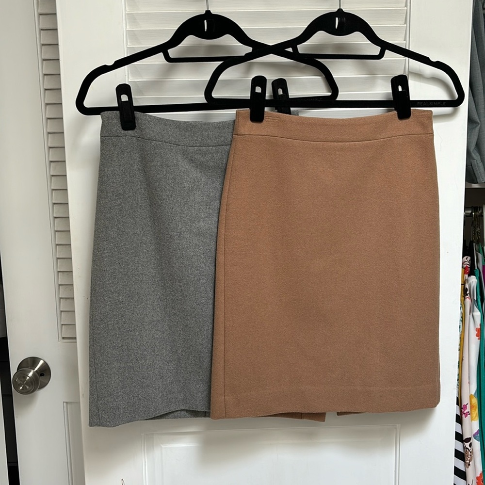 Two wool JCrew skirts. Great condition and perfect for fall and winter.